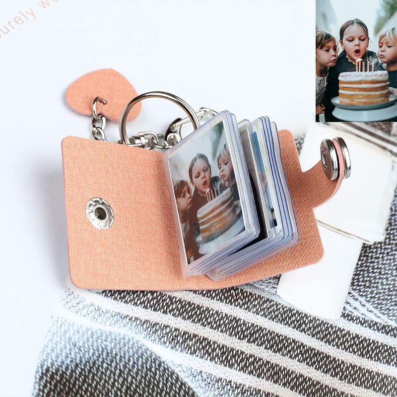 Mini album fotografico personalizzato con portachiavi