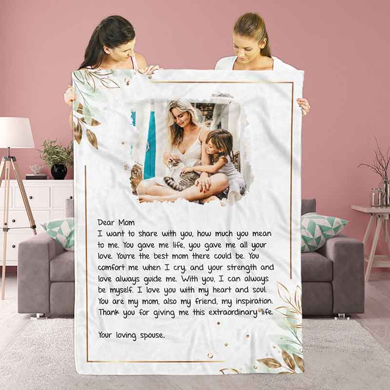 Coperta personalizzata con foto di lettere per la mamma