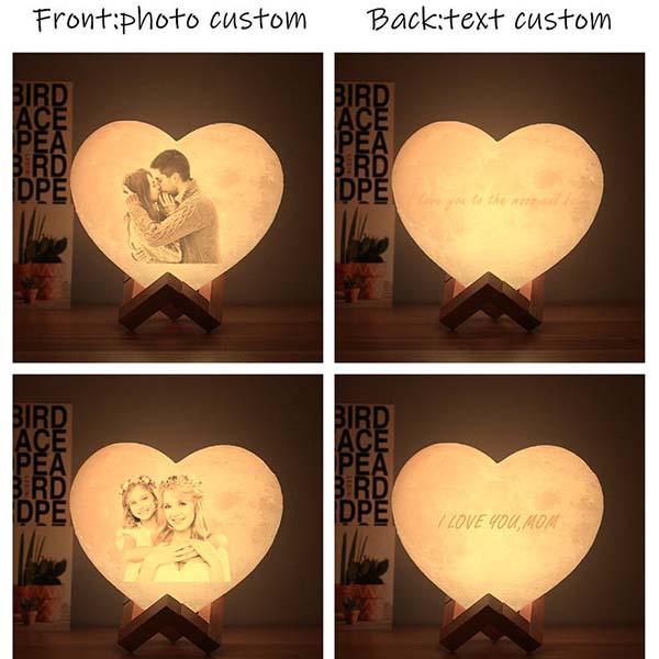 Lampada personalizzata con foto 3D a forma di cuore